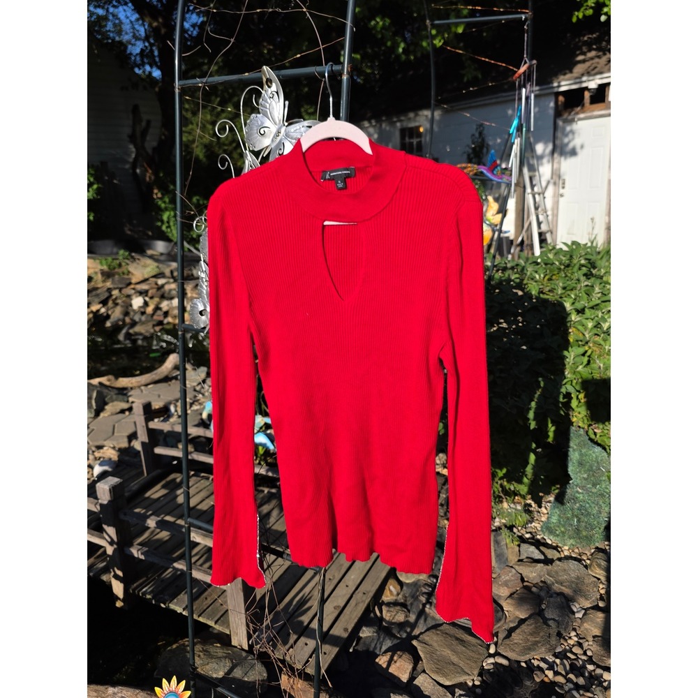 INC International Concepts Ribbed Keyhole Mock Neck Sweater Rhinestone Cuffs XLL